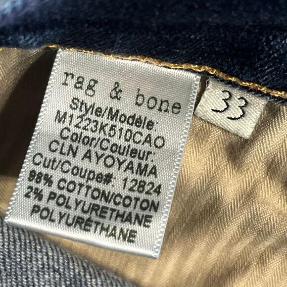 Rag & Bone Standard Issue Slim Leg Button Fly Stretch Jeans 33x32 - Picture 8 of 16